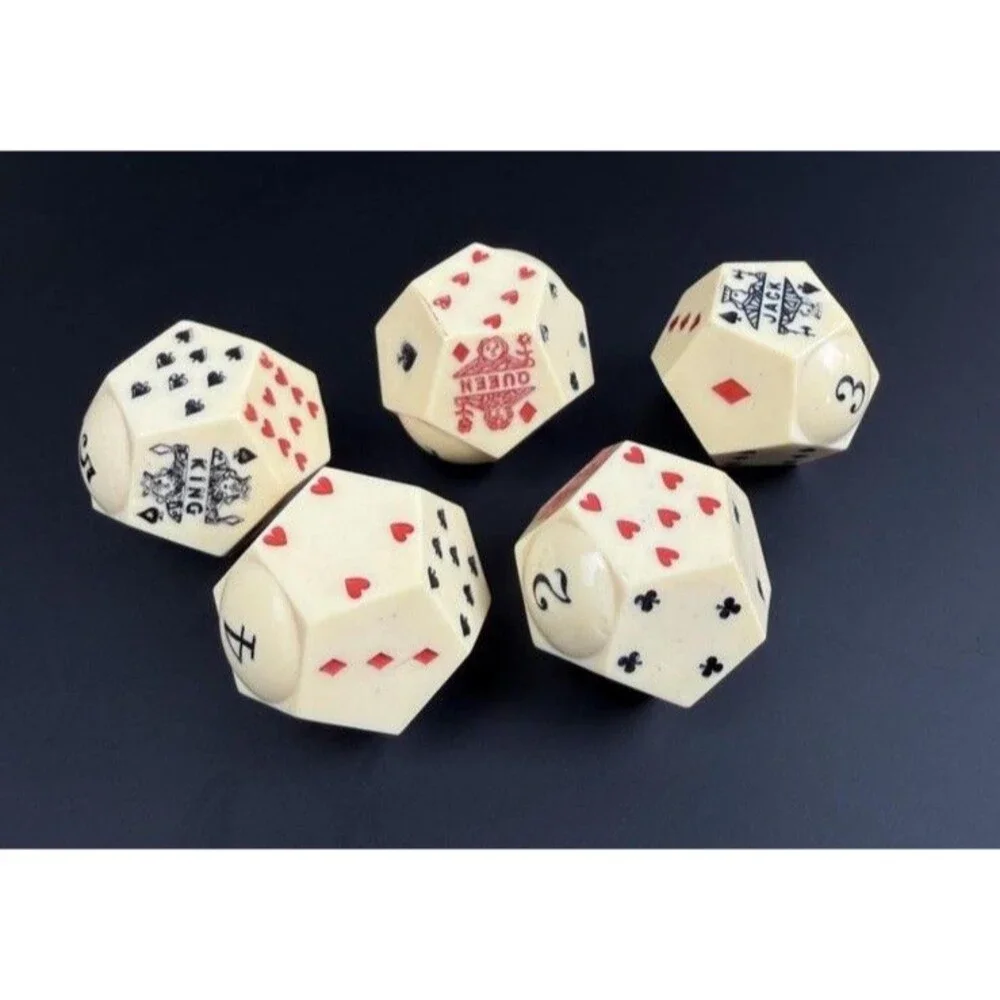 Rare California Montana Poker Dice Complete Set of 5 Antique Gambling Dice